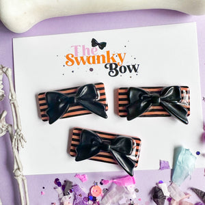 Glow in The Dark Striped Bow Hair Clips