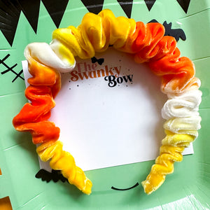 Candy Corn Hand Dyed Scrunchie Headband