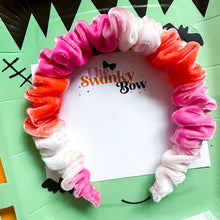 Pink, Orange and White Hand Dyed Scrunchie Headband