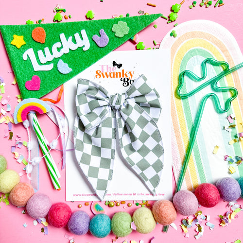 Midi St Paddy's Day Checkered Fable Hair Bow