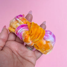 Pink and Marigold Tie Dye Velvet Knotted Headband